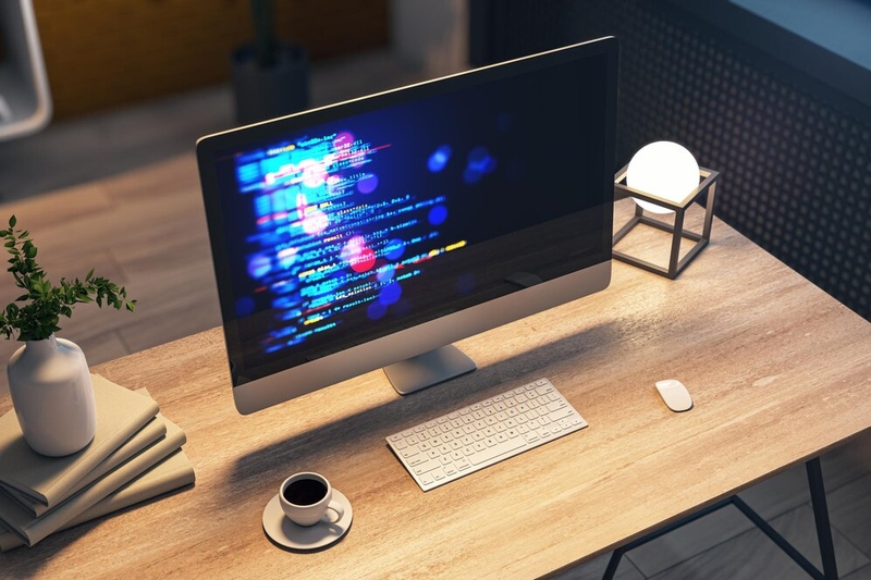 Файл:Desktop-computer-displaying-code-screen-with-keyboard-mouse-coffee-cup-wooden-desk-cozy-office-setting-3d-rendering 670147-118806.jpg